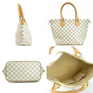Louis Vuitton Damier White Canvas Azur Handbag Gold Saleya